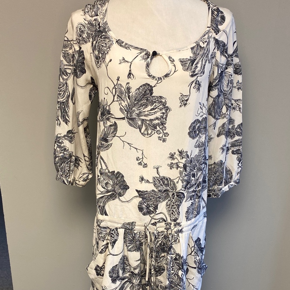 Le Lis Blanc Black & White Floral Print Midi Dress (38)